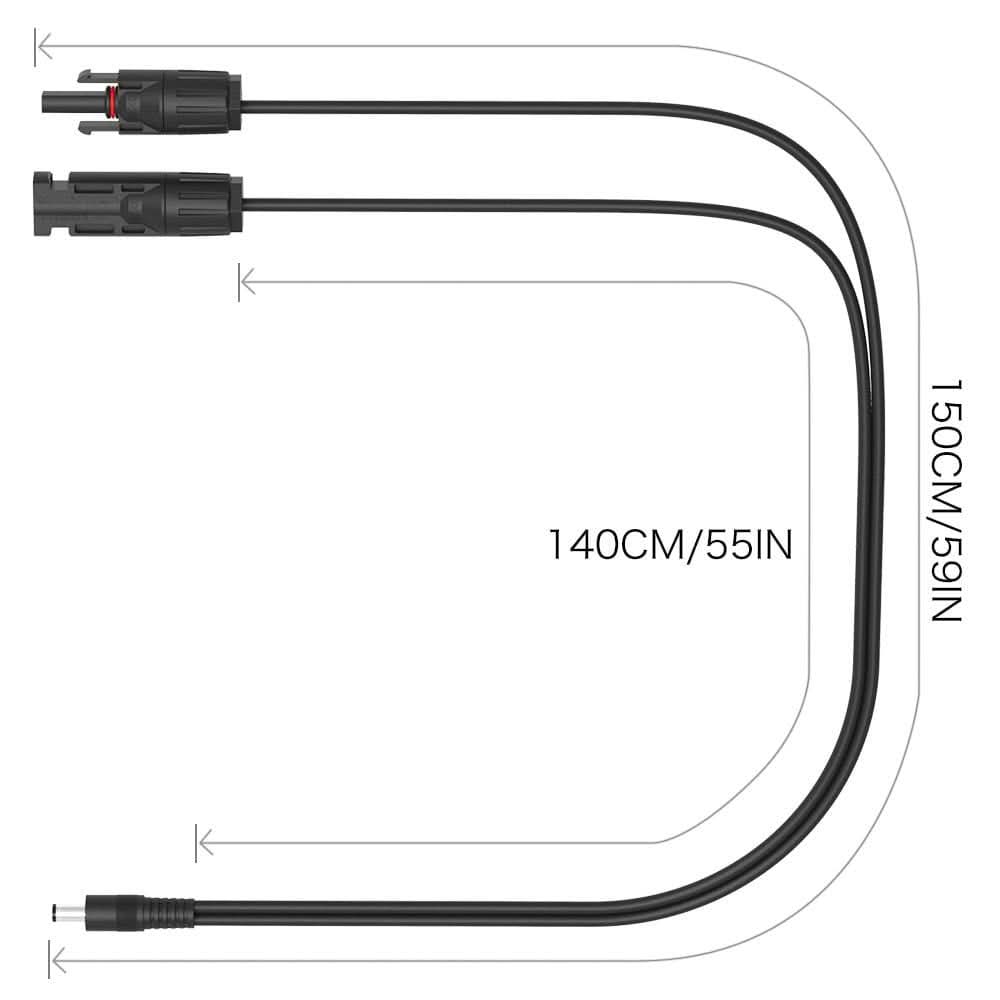 ALLPOWERS Przewód przedłużający do ogniw słonecznych ze złączami 5521 (1.5M 16AWG z łącznikami solarnymi)ALLPOWERS