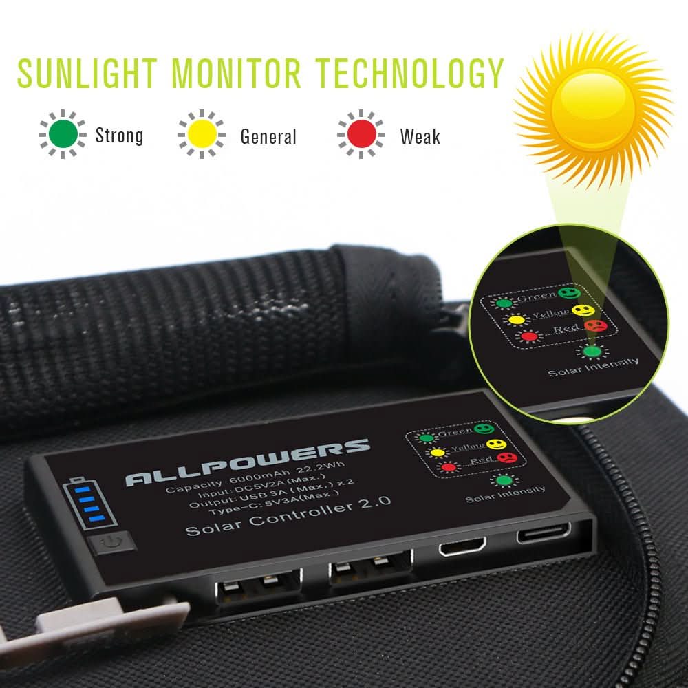 ALLPOWERS SP002 Panel Słoneczny Wbudowana bateria 10000mAh 5V 21W - ALLPOWERS PLALLPOWERS