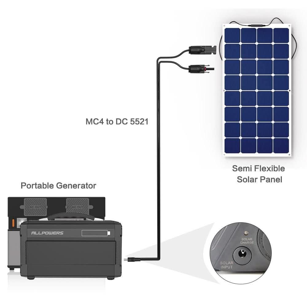 ALLPOWERS Przewód przedłużający do ogniw słonecznych ze złączami 5521 (1.5M 16AWG z łącznikami solarnymi)ALLPOWERS