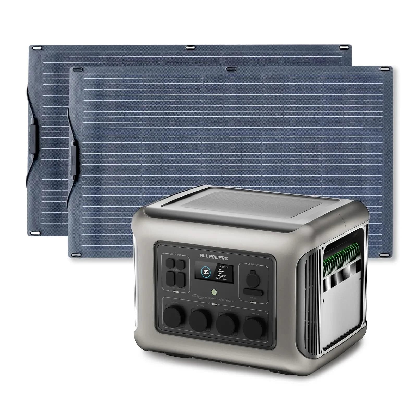 ALLPOWERS Zestaw Generatora Słonecznego 2500W (R2500+SF100 100W Panele Fotowoltaiczne Elastyczne) - ALLPOWERS PLALLPOWERS