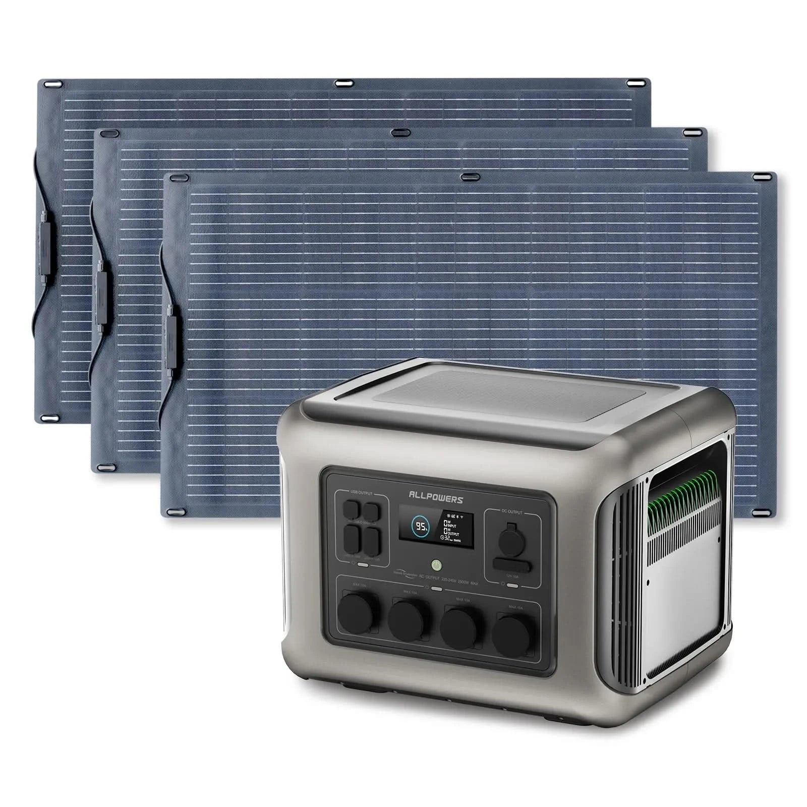 ALLPOWERS Zestaw Generatora Słonecznego 2500W (R2500+SF100 100W Panele Fotowoltaiczne Elastyczne) - ALLPOWERS PLALLPOWERS