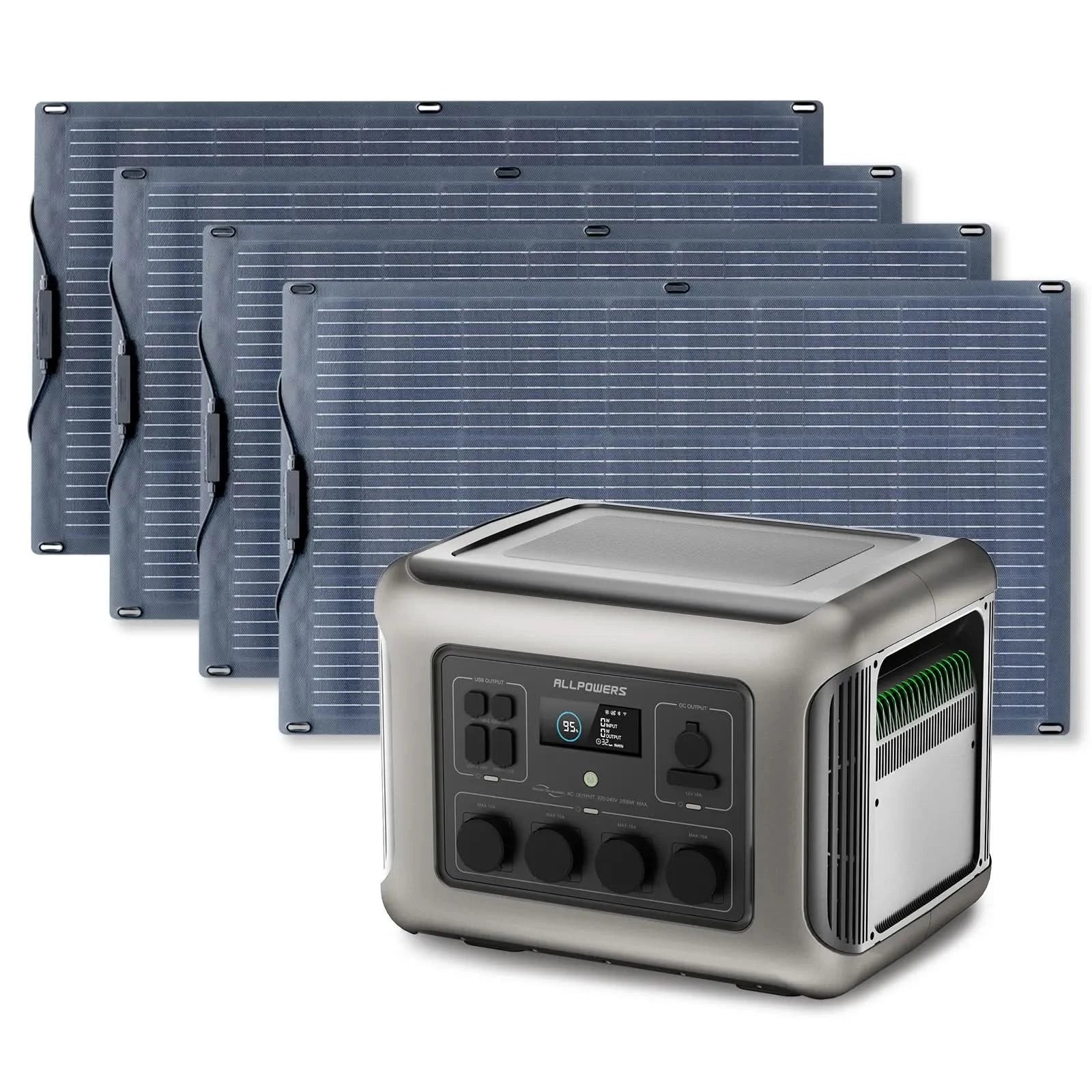 ALLPOWERS Zestaw Generatora Słonecznego 2500W (R2500+SF100 100W Panele Fotowoltaiczne Elastyczne) - ALLPOWERS PLALLPOWERS