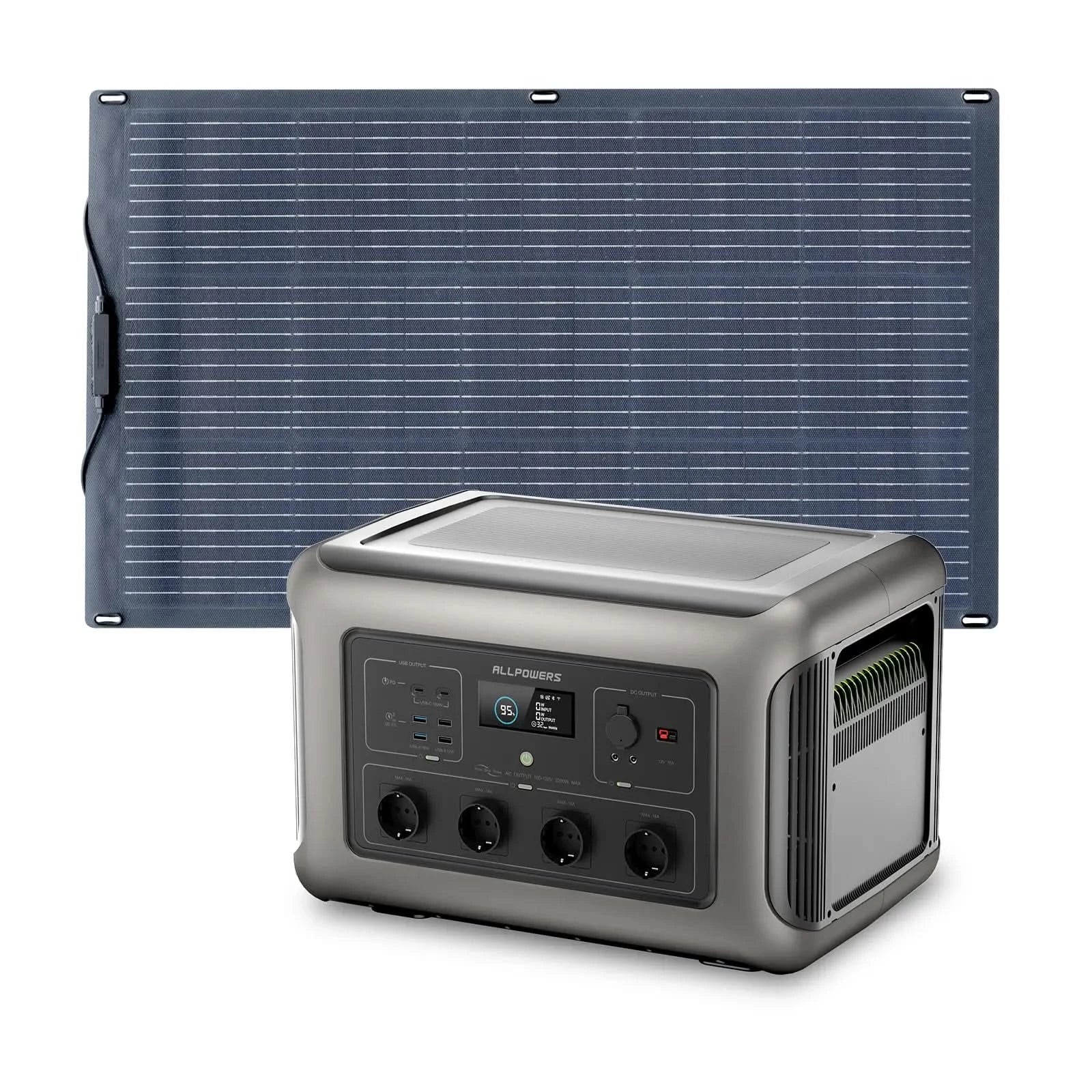 ALLPOWERS Zestaw Generatora Słonecznego 3500W (R3500+SF100 100W Elastyczny Panel Fotowoltaiczny) - ALLPOWERS PLALLPOWERS