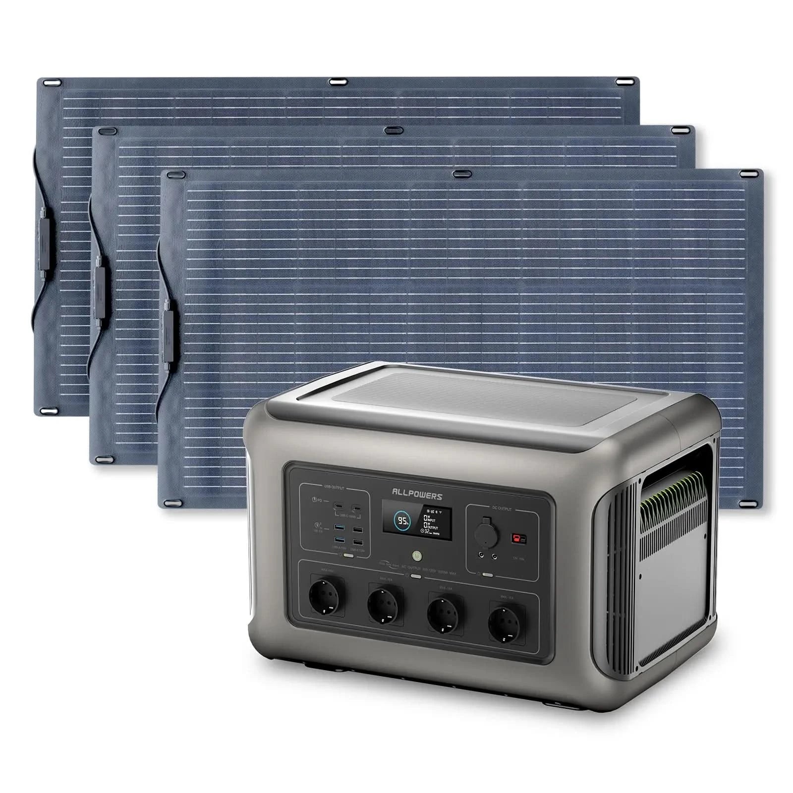 ALLPOWERS Zestaw Generatora Słonecznego 3500W (R3500+SF100 100W Elastyczny Panel Fotowoltaiczny) - ALLPOWERS PLALLPOWERS