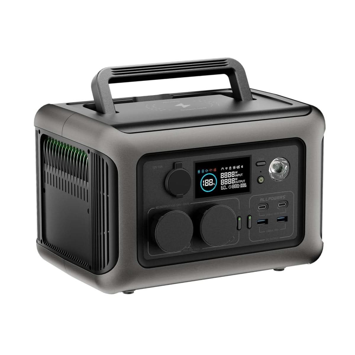 Allpowers R600 Przenośny Generator Słoneczny 600W - Zasilanie Awaryjne do Domu i Campingu | Ładowanie przez Panel Słoneczny/Powerbank/AC