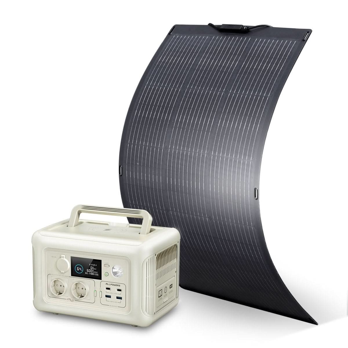 ALLPOWERS Zestaw Generatora Słonecznego 600W (R600+SF100 100W Elastyczny Panel Fotowoltaiczny) - ALLPOWERS PLALLPOWERS