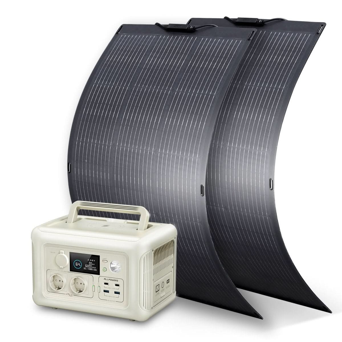ALLPOWERS Zestaw Generatora Słonecznego 600W (R600+SF100 100W Elastyczny Panel Fotowoltaiczny) - ALLPOWERS PLALLPOWERS